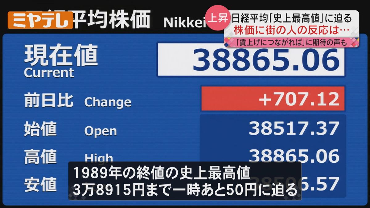 【史上最高値にあと「50円」…】「日経平均株価」上昇　仙台市内で街の人に聞く（2月16日）