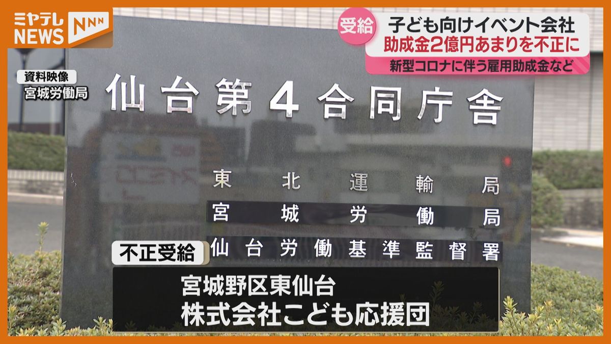 不正受給2億1000万円超、子ども向けイベント会社・こども応援団　新型コロナに伴う雇用調整助成金など（仙台市） 