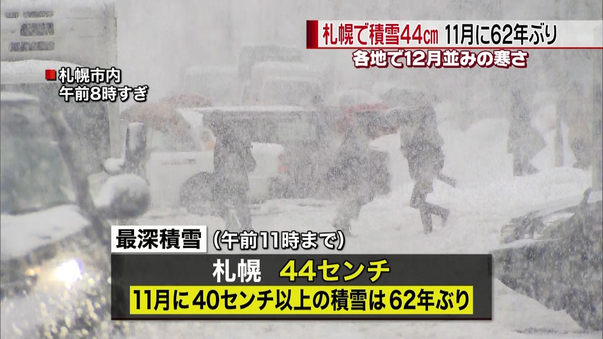 全国的な寒さ　札幌“６２年ぶり”積雪量
