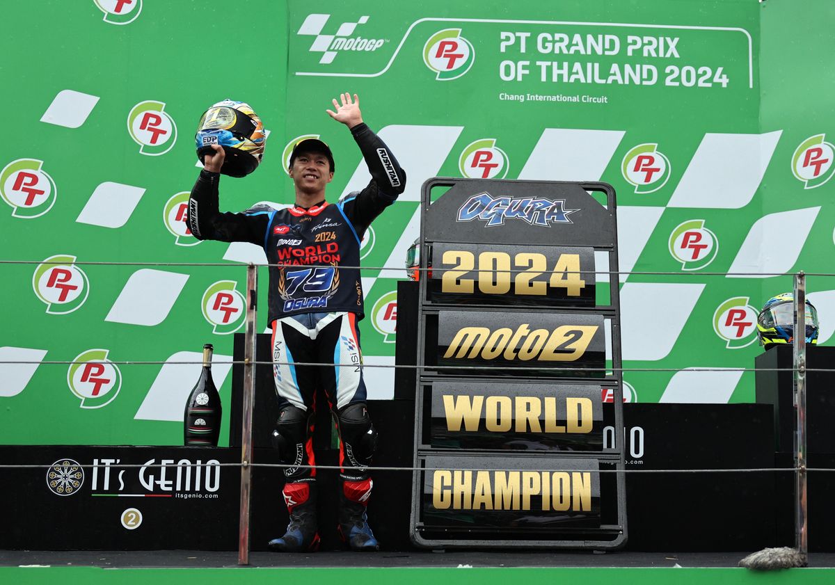 2024年シーズンMoto2チャンピオン小椋藍選手(写真:ロイター／アフロ)