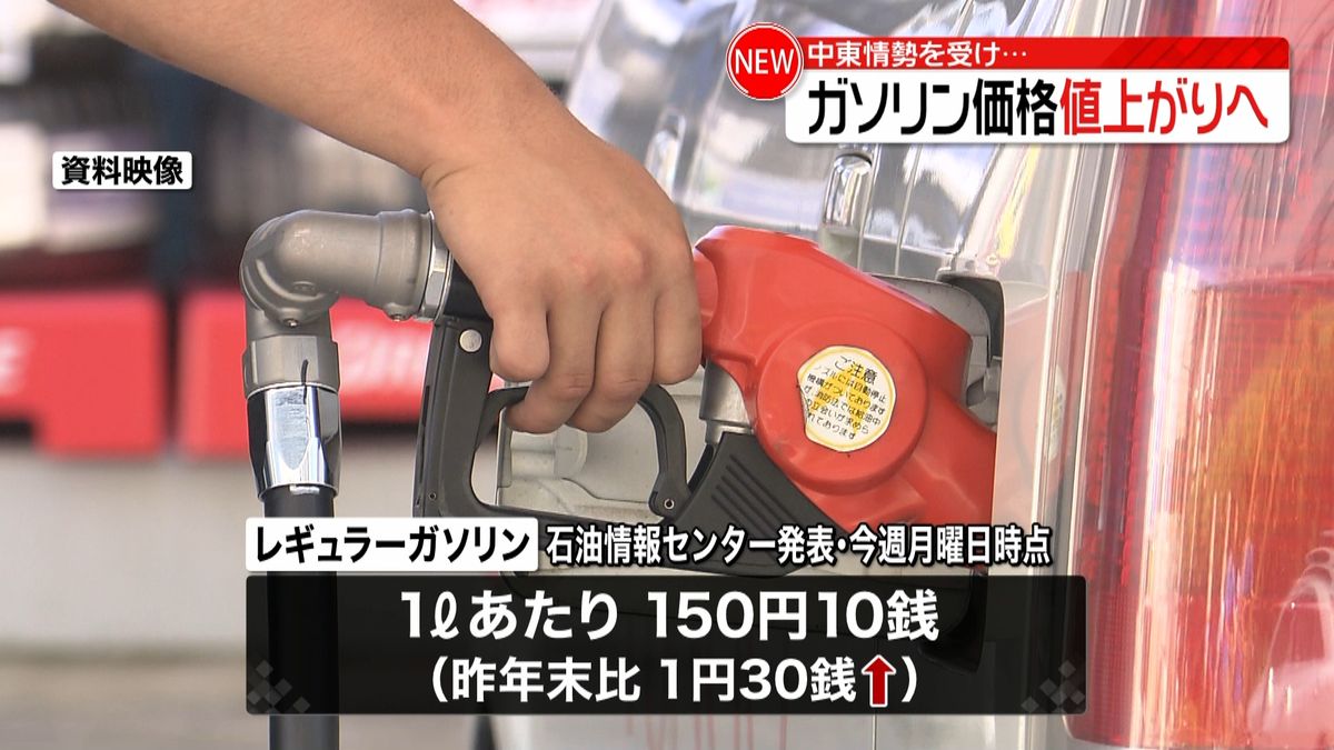 中東情勢を受け…ガソリン価格値上がりへ