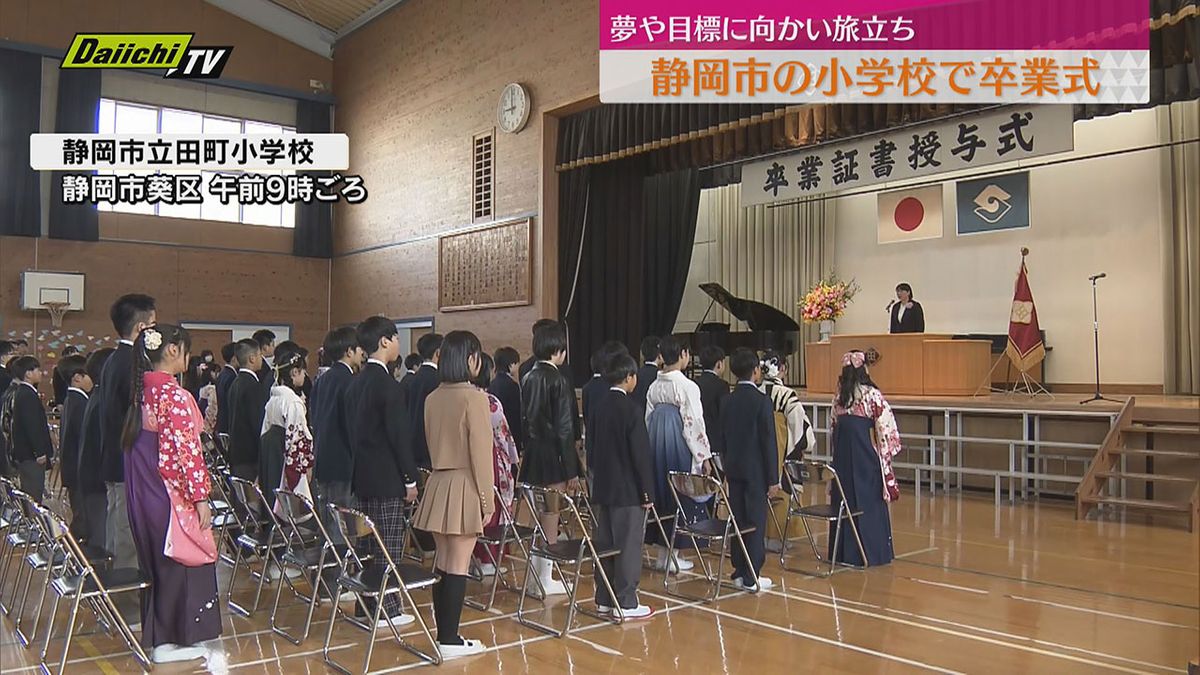 【旅立ち】静岡市内多くの小学校で卒業式…田町小では55人が将来の夢や目標宣言し卒業証書受け取る