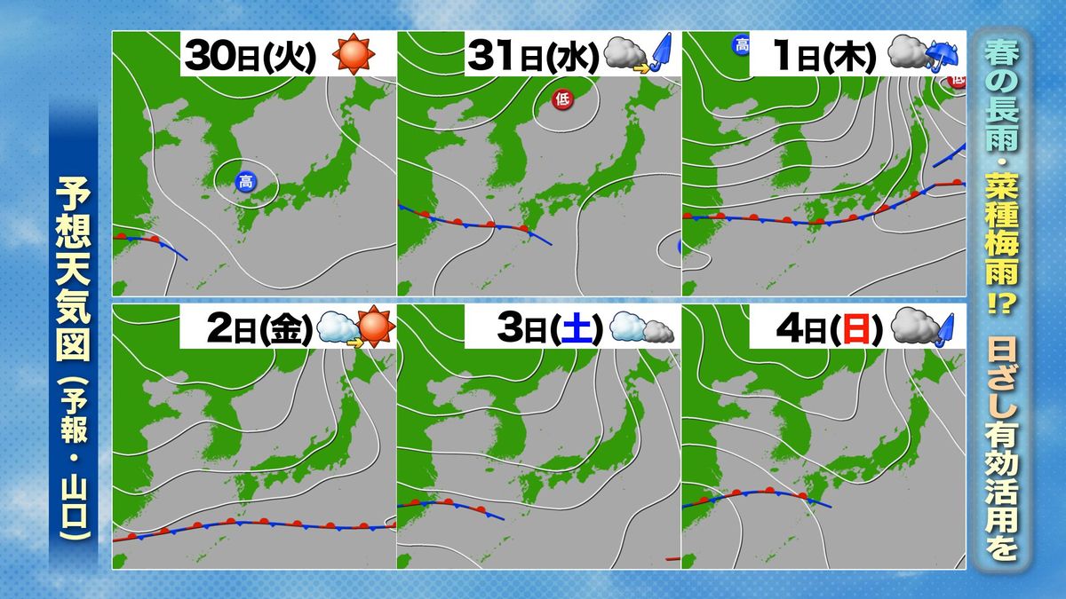 今週この先の予想天気図…春の長雨の気配?