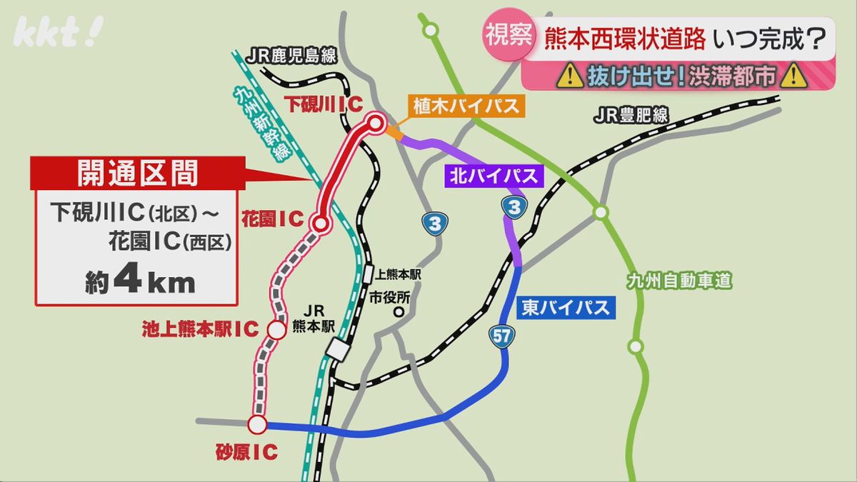 現在の供用区間は下硯川IC～花園ICの約4キロ