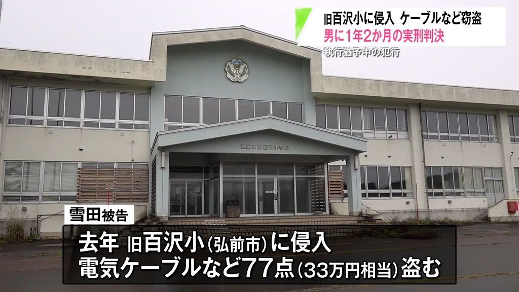 廃校からケーブルや水栓盗んだ男に実刑判決　青森地方裁判所弘前支部