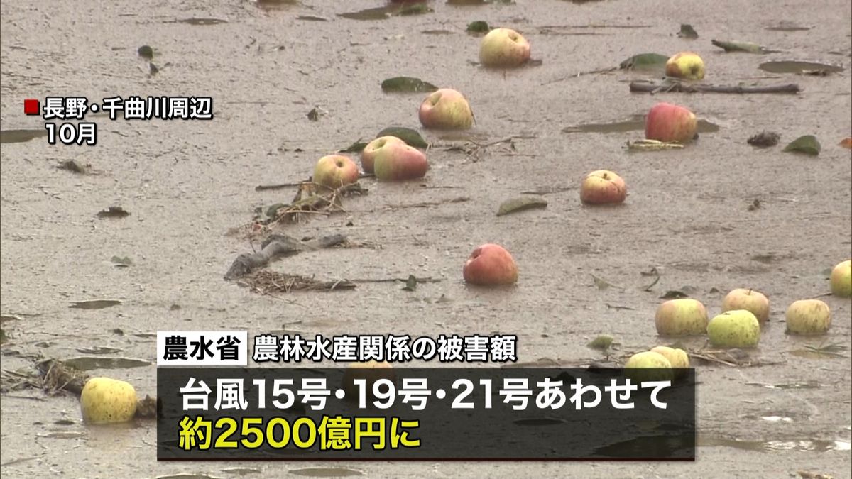 相次いだ台風　農林水産被害２５００億円超