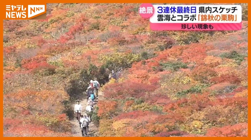 ＜ 3連休最終日は”秋らしい気温”＞”紅葉”が見頃の栗駒山や”芋煮会”等各地にぎわう（宮城）