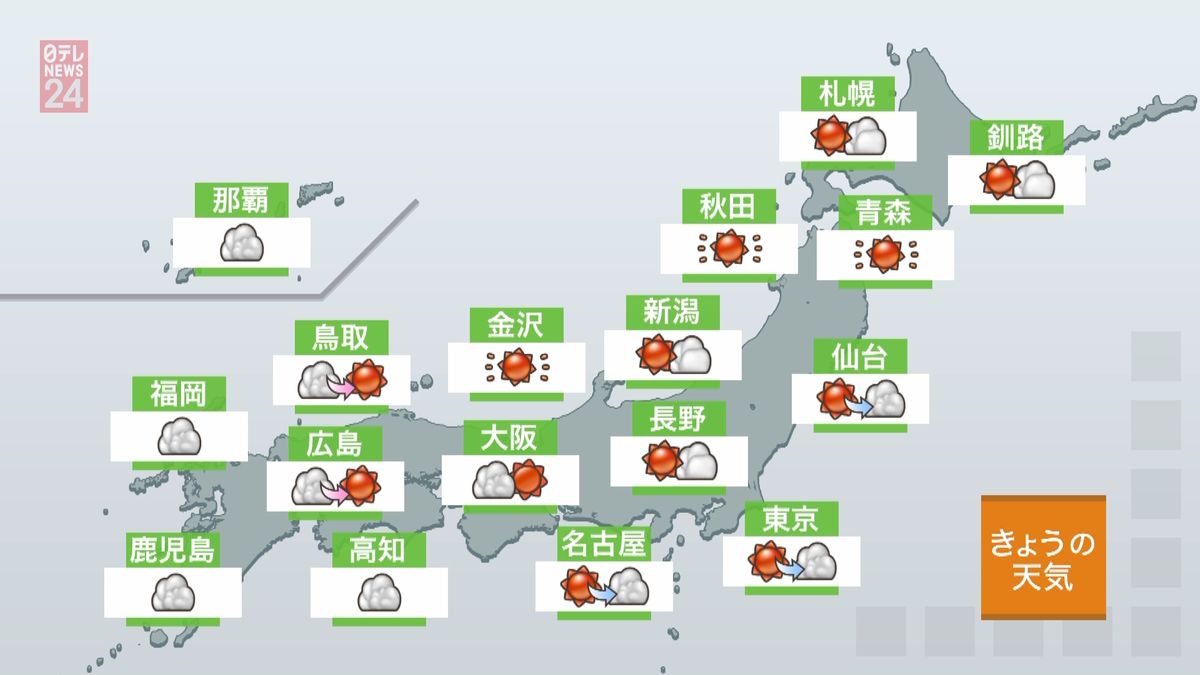 【天気】西～北日本の広い範囲で黄砂飛来