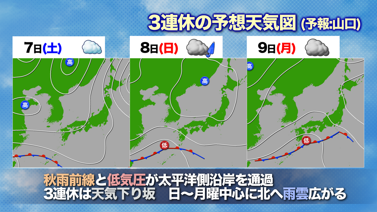 3連休の予想天気図