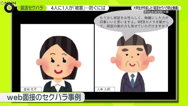 「就活セクハラ」実態と対応は　学生が動画