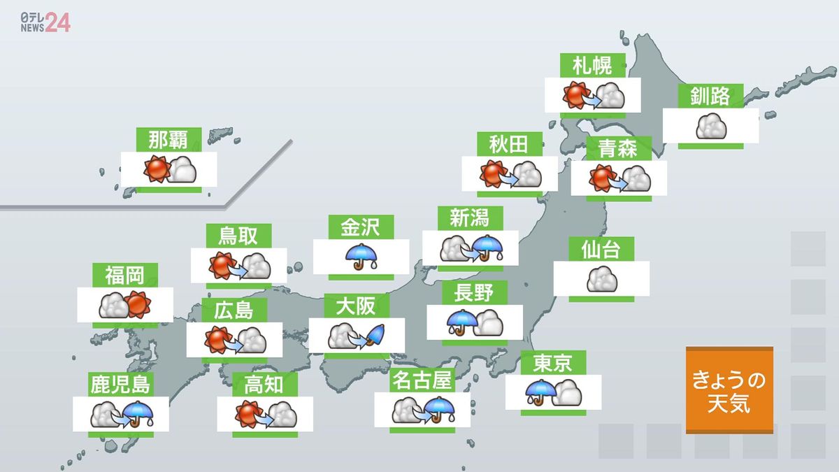 【天気】午後は関東などで気温低い　冷たい雨も