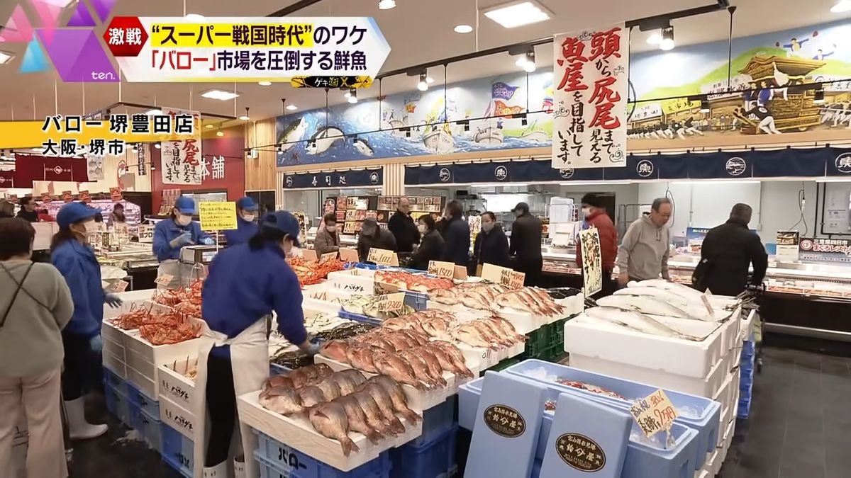 市場のような活気ある魚売り場