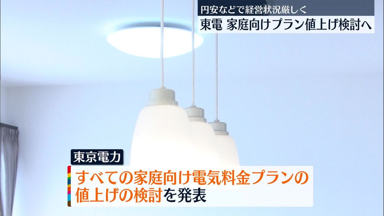 家庭向け“全料金プラン”値上げを検討へ　東京電力
