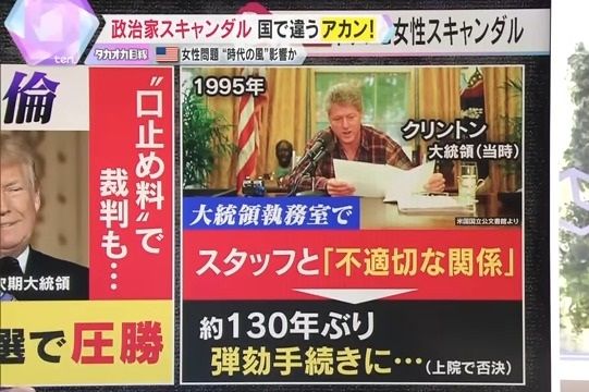 大統領執務室での浮気で弾劾裁判にまで