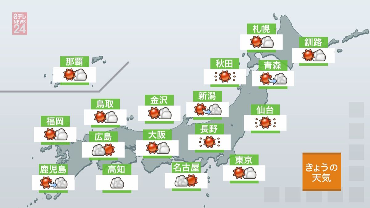 【天気】西日本の太平洋側は雲が広がり雨も