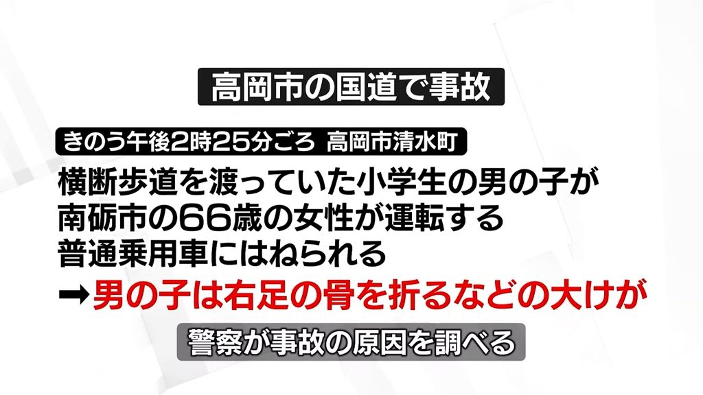 7歳の男の子が車にはねられ大けが　きのう　高岡市