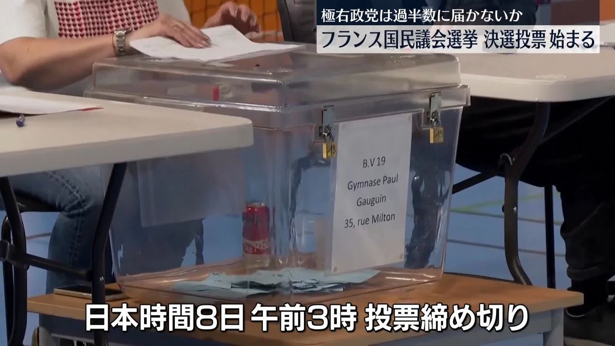 フランス　国民議会選挙の決選投票始まる　極右政党「国民連合」は過半数の議席は獲得できない予測