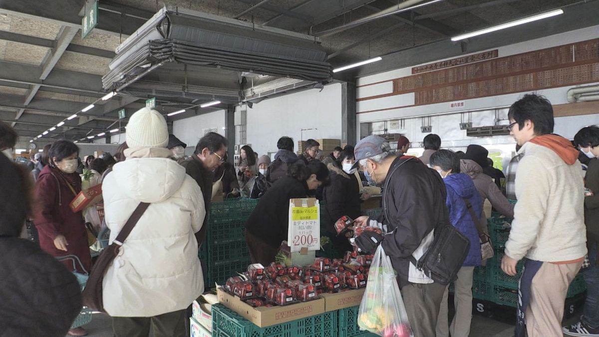 市場価格の半額で販売　小浜市総合卸売市場でマルシェ　規格外野菜や賞味期限が近い水産加工品など並ぶ　フードロス削減へ　来場者は当初の2倍に　