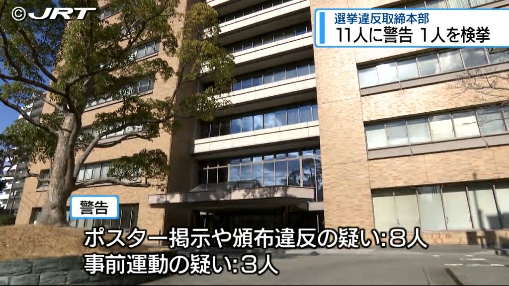 10月の衆議院選挙　県警は公職選挙法に基づき11人に警告・1人を検挙【徳島】