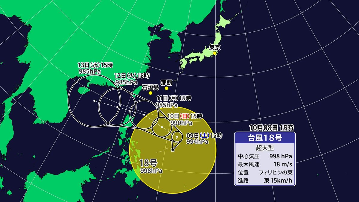 今年初「超大型」台風１８号発生！影響は？