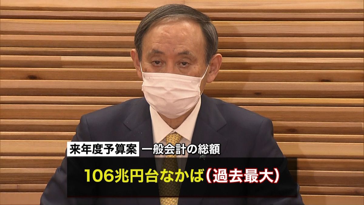 来年度予算案１０６兆円台半ばに　過去最大