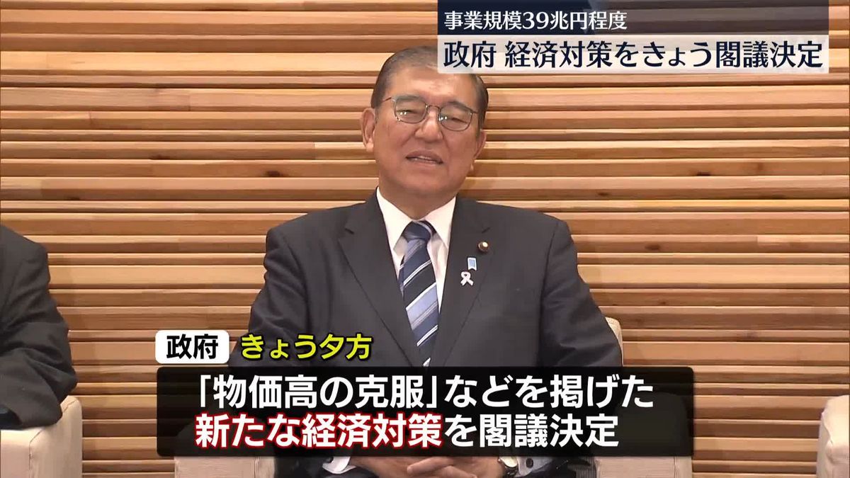 政府、きょう経済対策を閣議決定　事業規模は39兆円程度