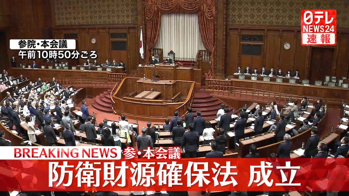 防衛財源確保法が成立　参院本会議