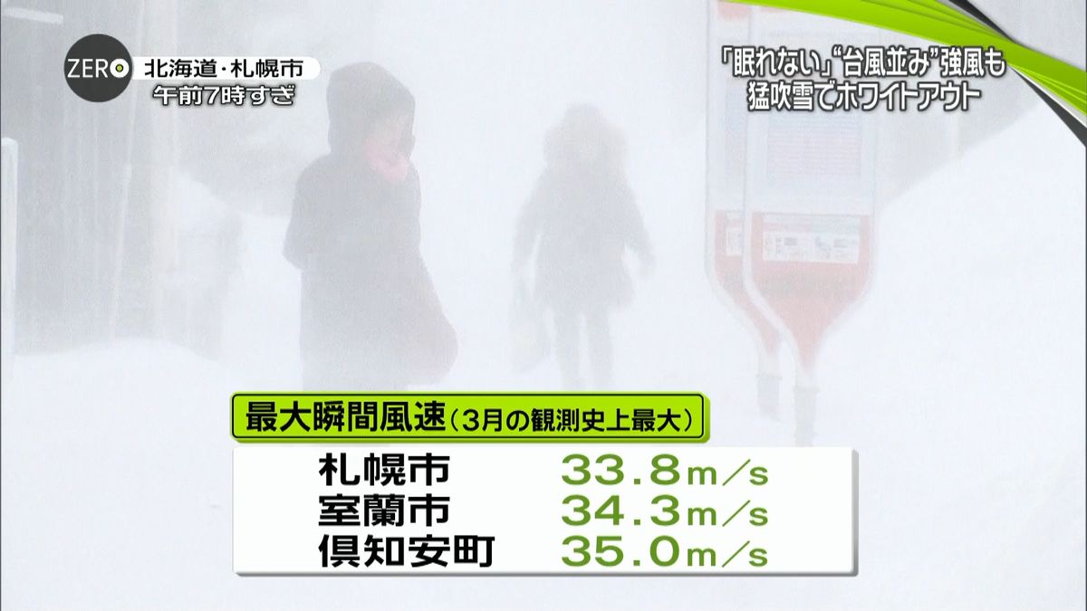 街灯倒れ「家揺れる」猛吹雪　北海道を襲う