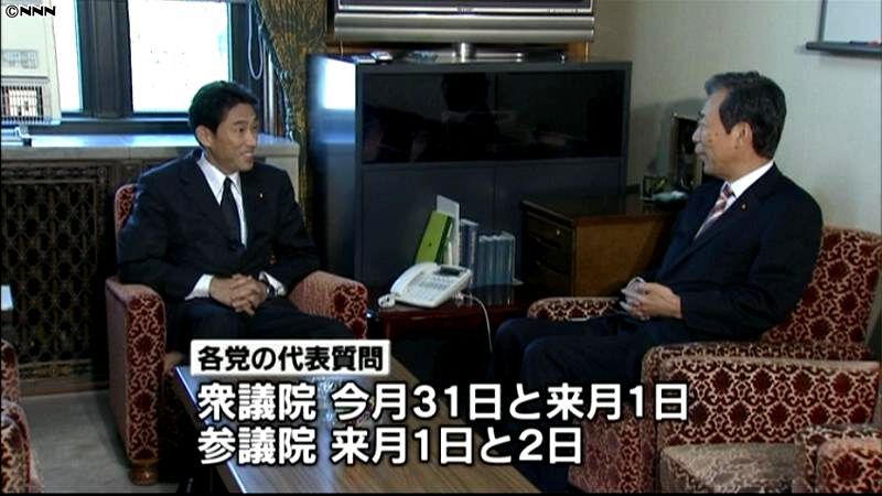 ２８日に野田首相の所信表明で合意