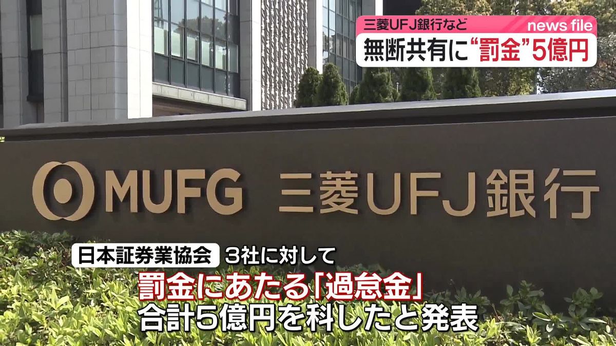 三菱UFJ銀行と系列証券2社に「過怠金」計5億円　顧客情報の無断共有問題