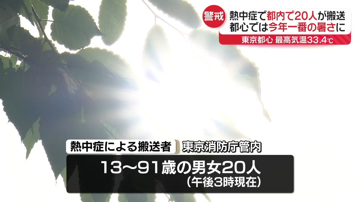東京消防庁管内　熱中症で20人救急搬送