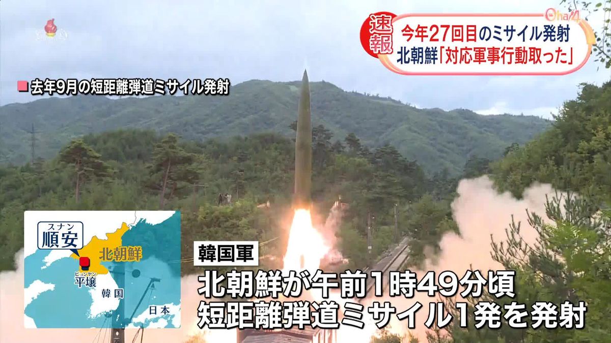 北朝鮮、短距離弾道ミサイル1発を発射　韓国軍