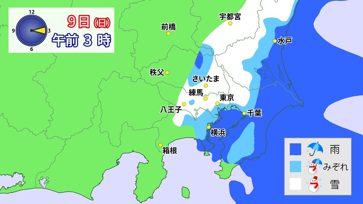 雨・雪の予想（9日午前3時）