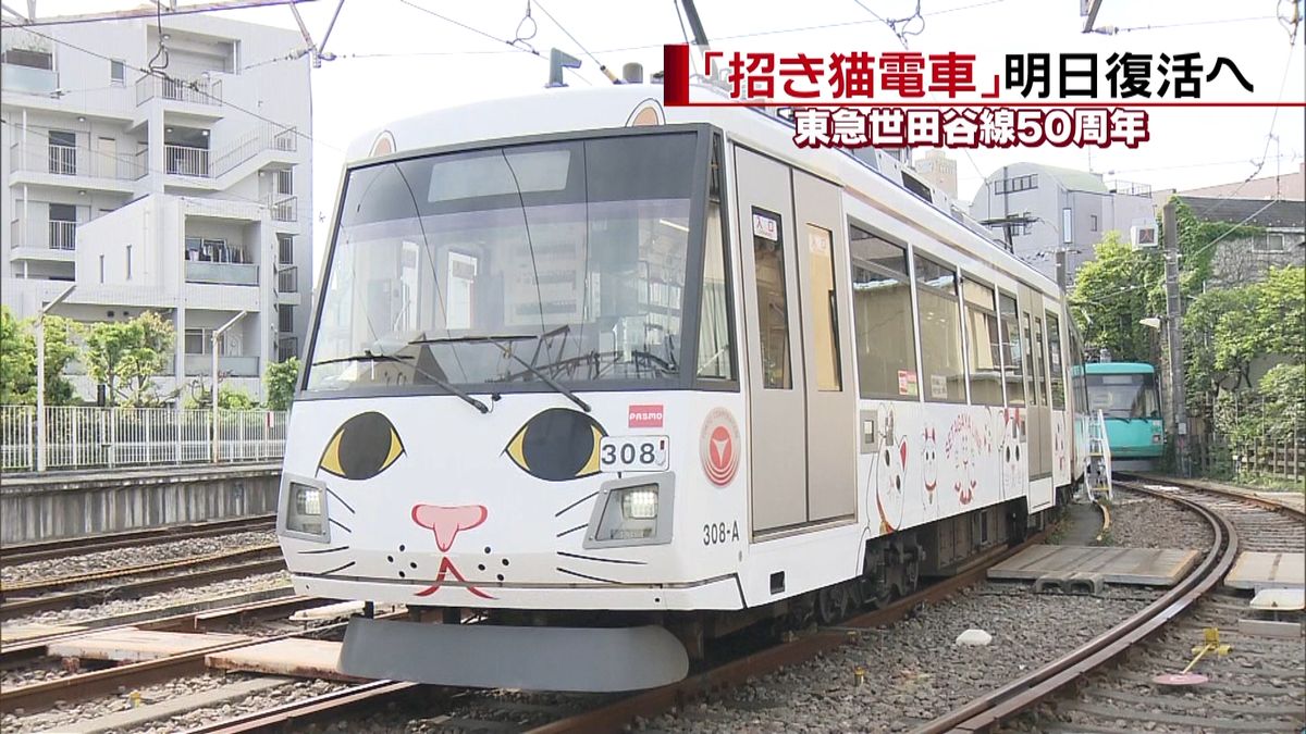 「招き猫電車」復活へ　東急世田谷線