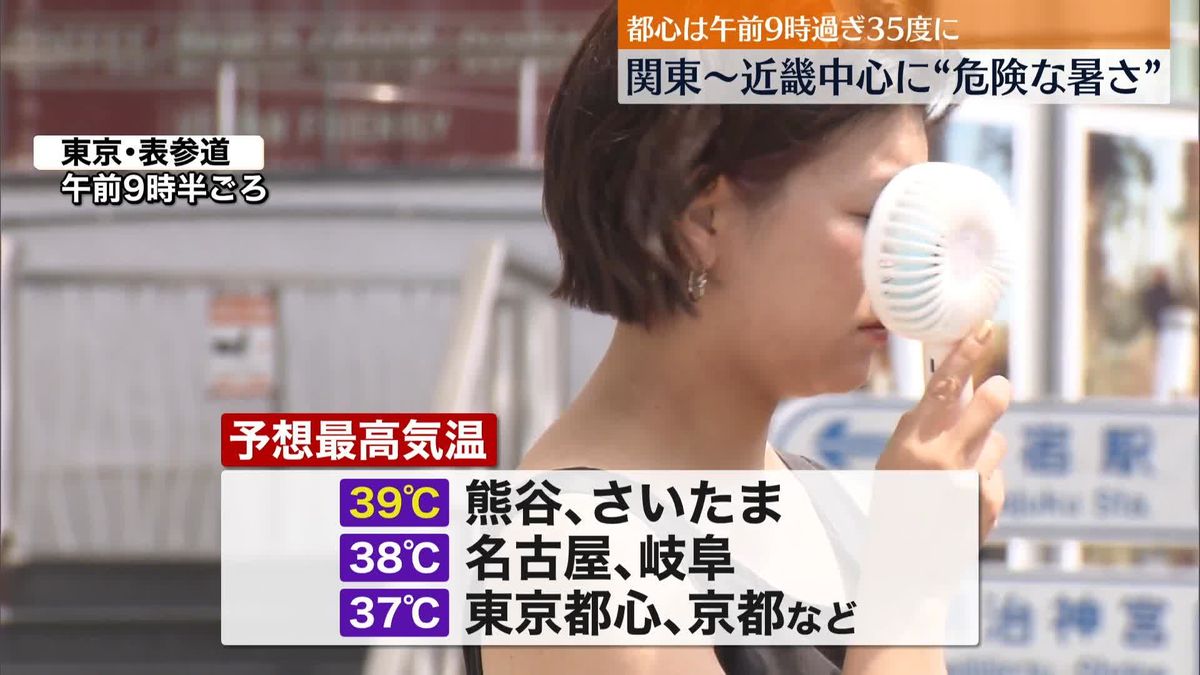 関東～近畿中心に危険な暑さ、熱中症に厳重警戒を　東北や北陸では20日にかけて再び大雨に警戒