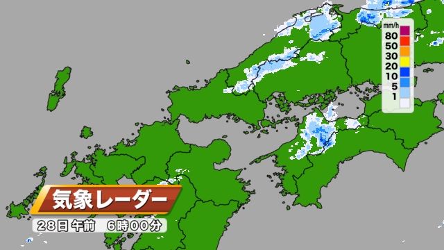 28日（火）午前6時の雨雲の様子