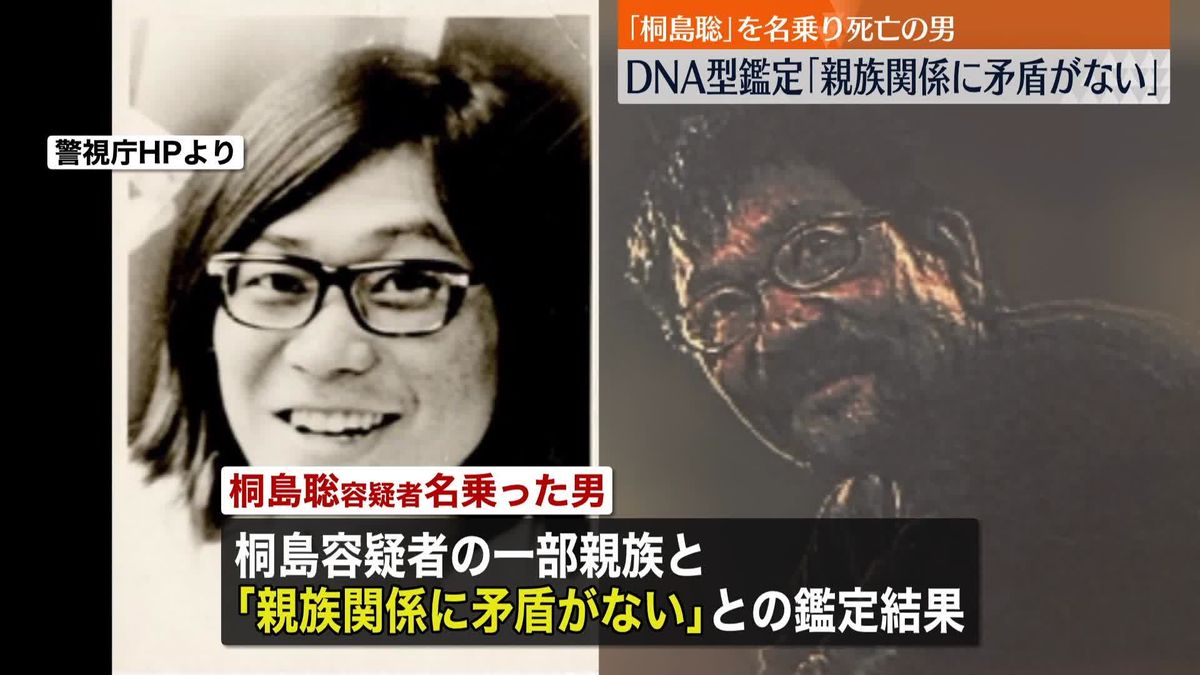 「桐島聡」名乗り死亡の男　DNA型鑑定「親族関係に矛盾がない」