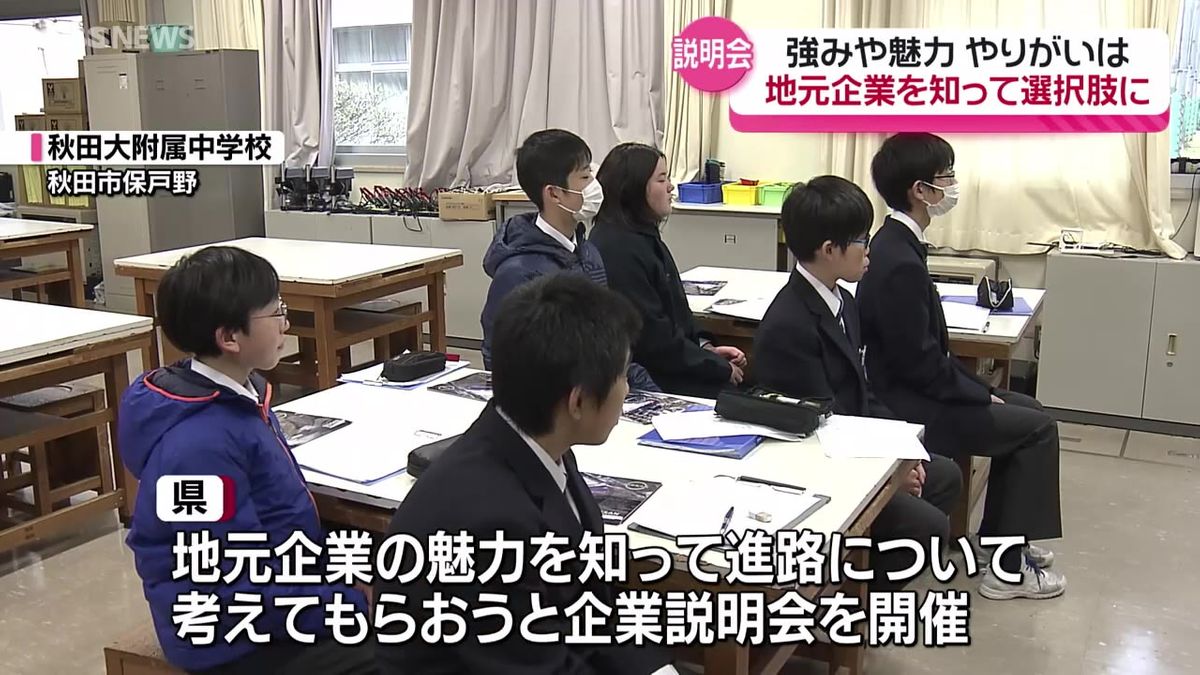 秋田で働くことの魅力を知って　秋田市の中学校で地元企業の説明会　選択肢を増やし地元定着へ