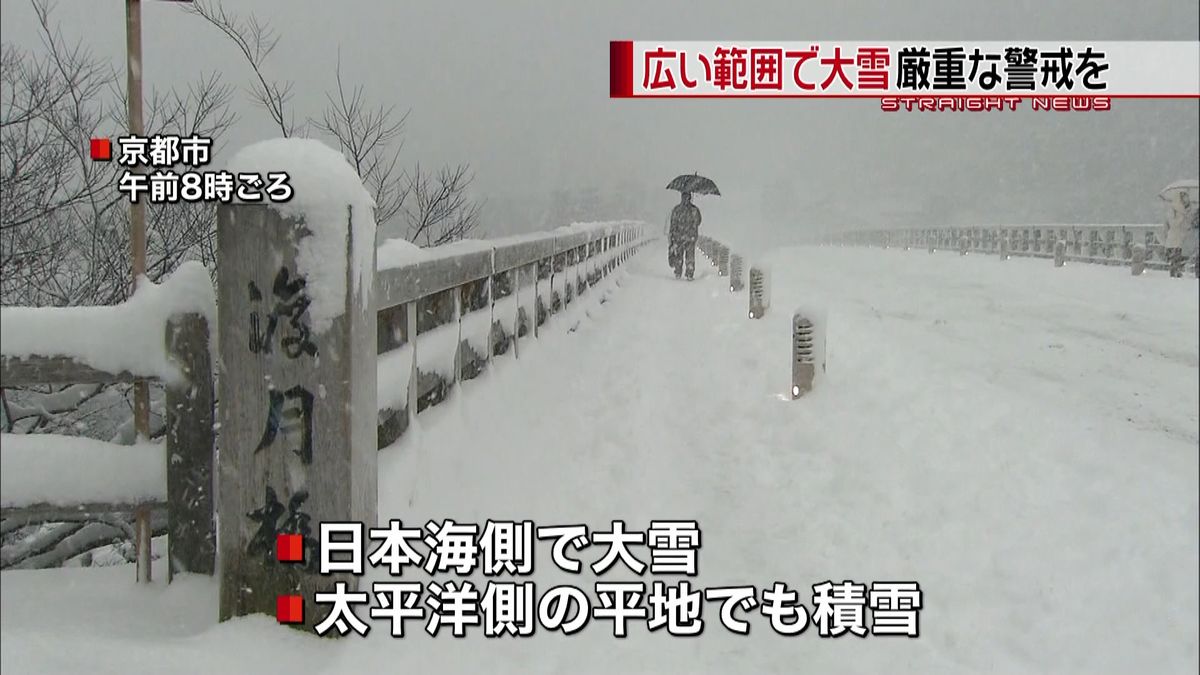 日本海側で大雪　太平洋側の平地でも積雪