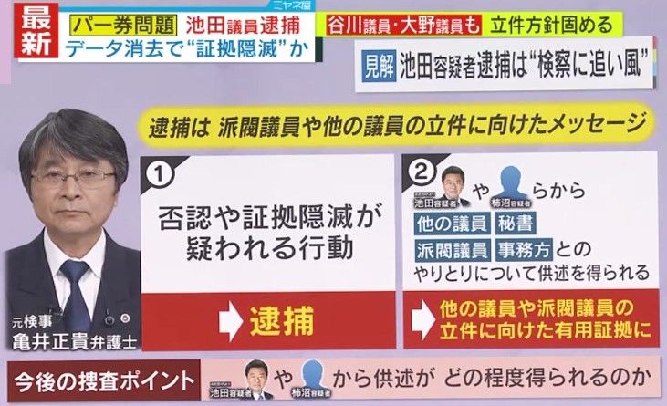 池田容疑者逮捕は「他の議員に向けたメッセージ」か