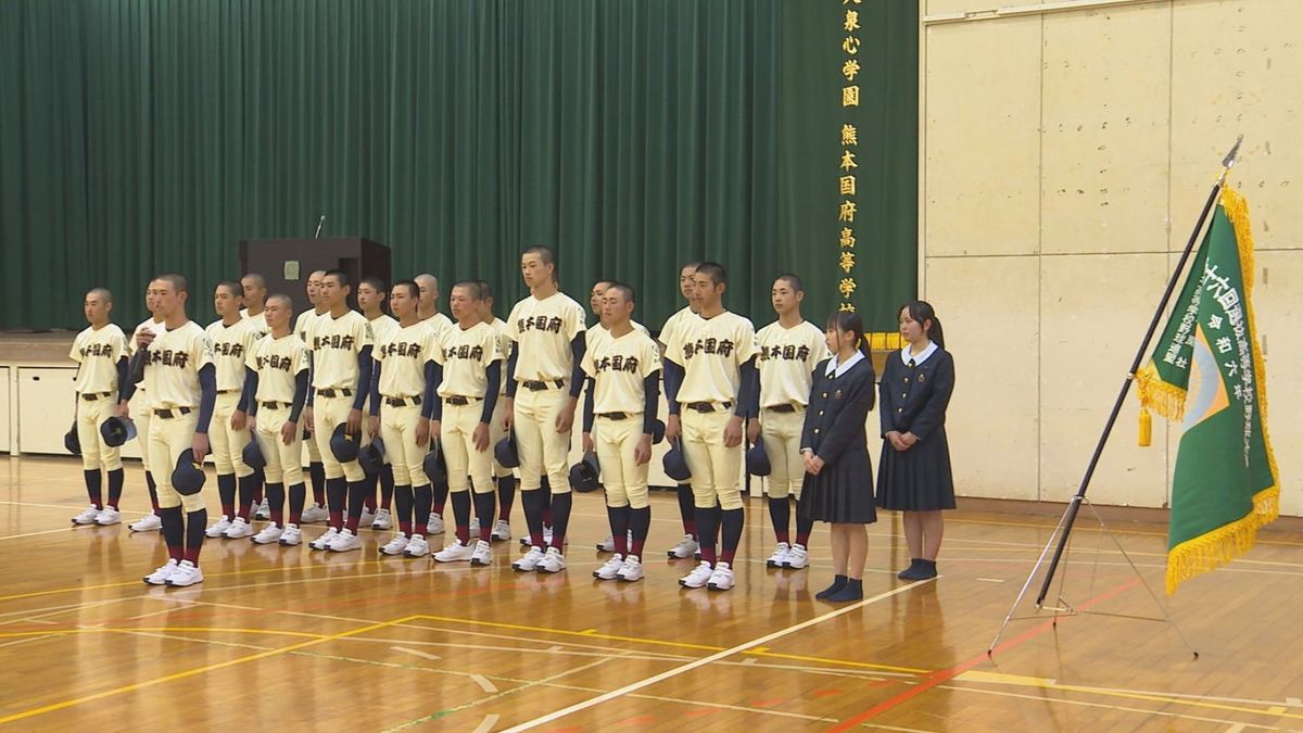 学校で行われた熊本国府の壮行会(3月11日)