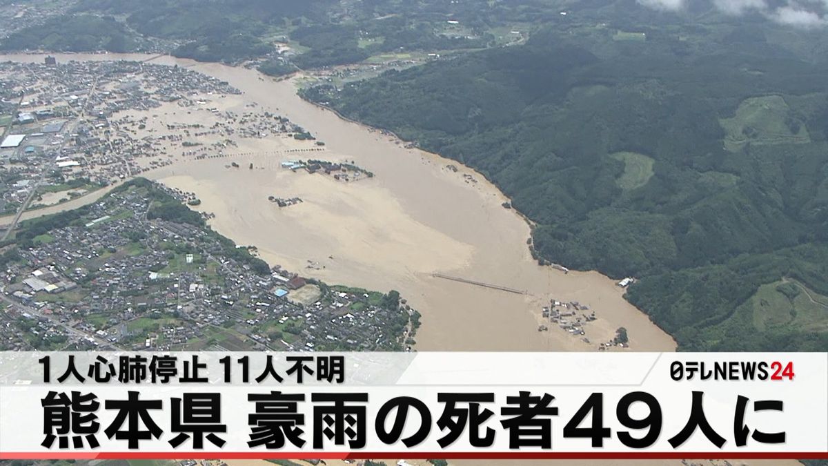 熊本県　豪雨の死者４９人に