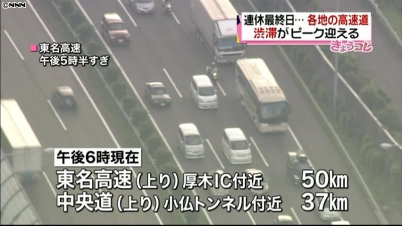 連休最終日 各地の高速道路で渋滞ピーク（2012年7月16日掲載）｜日テレnews Nnn