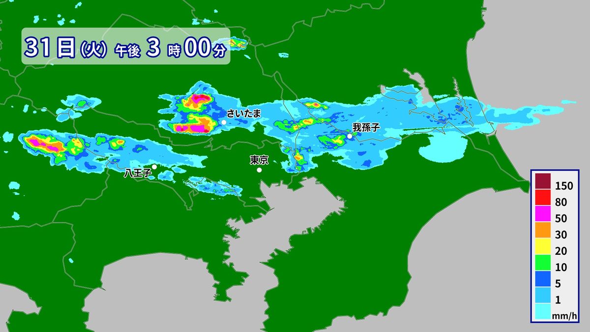 関東南部で雨雲発達中　都心含め雷雨の恐れ