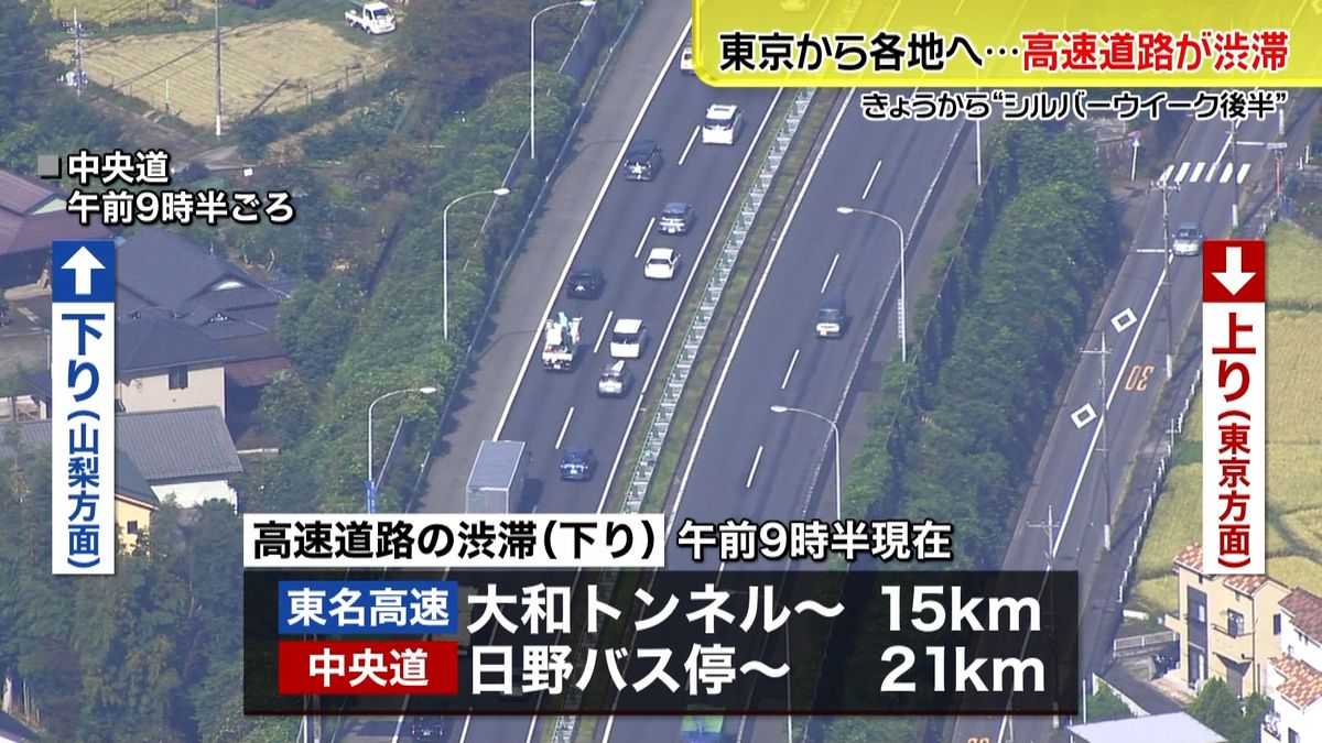 飛び石連休初日　東京からの高速道路が渋滞