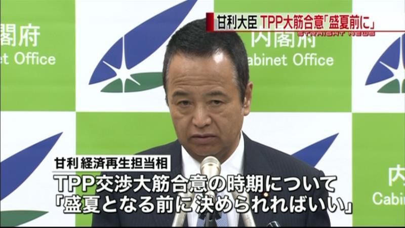 甘利大臣「ＴＰＰ大筋合意、盛夏前に」