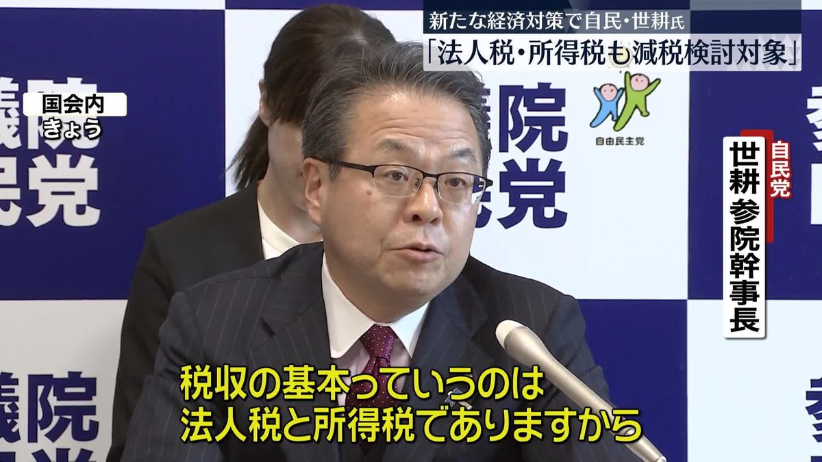 新たな経済対策めぐり自民・世耕氏「法人税や所得税の減税も検討対象」