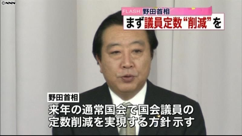 議員定数削減、早い段階で決着を～野田首相