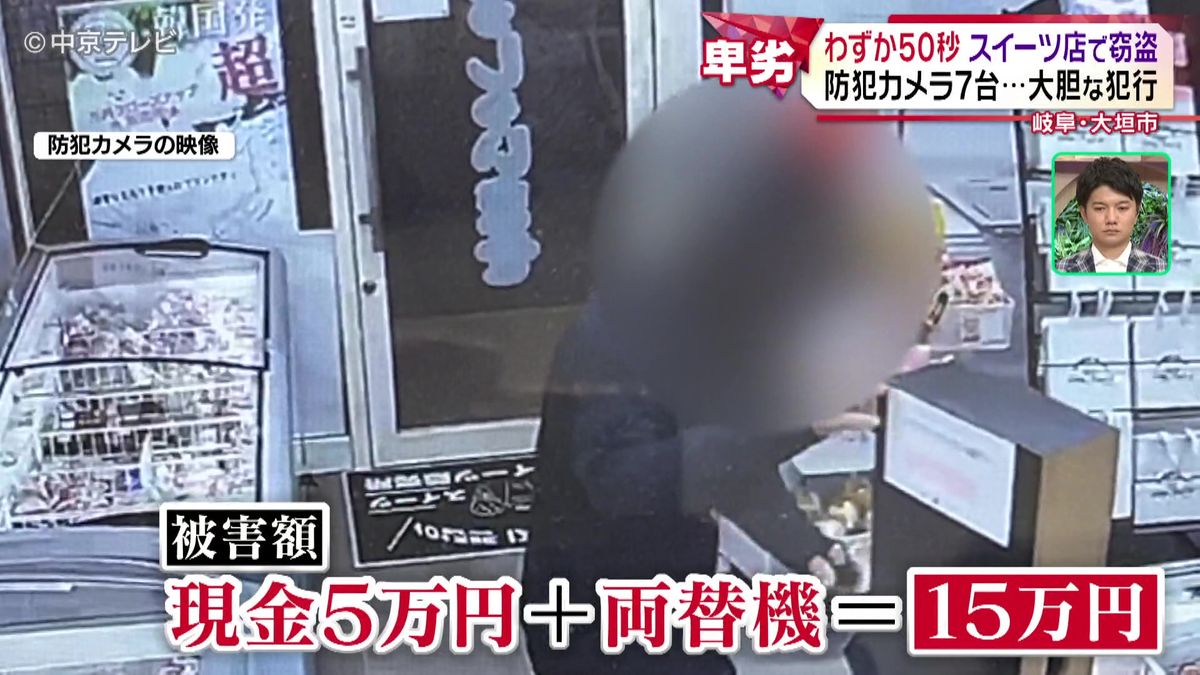 無人スイーツ店で窃盗　 防犯カメラ７台が見張るなか、わずか50秒の大胆な犯行　岐阜・大垣市