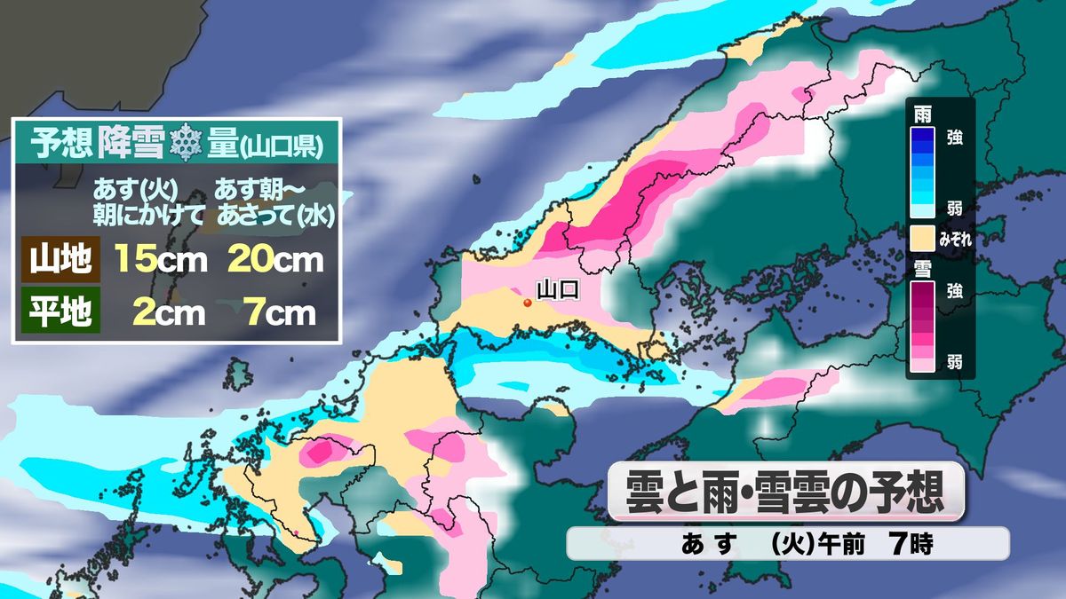 あす28日(火)雲と雨・雪雲の予想